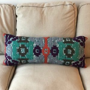 Anthropologie Embroidered Lumbar Pillow